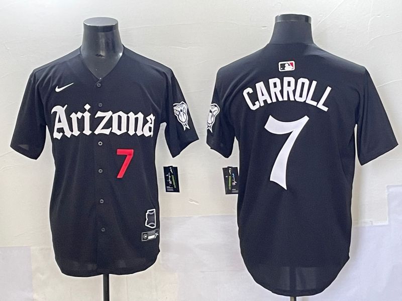 Men 2025 Arizona Diamondback 7 Carroll Black Five generations Joint Name Nike MLB Jersey style 4